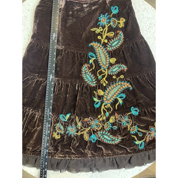 Vtg Fairy Women 8 Brown Velvet Embroidered Whimsygoth Whimsical Grunge Gypsy Y2K - Picture 7 of 9